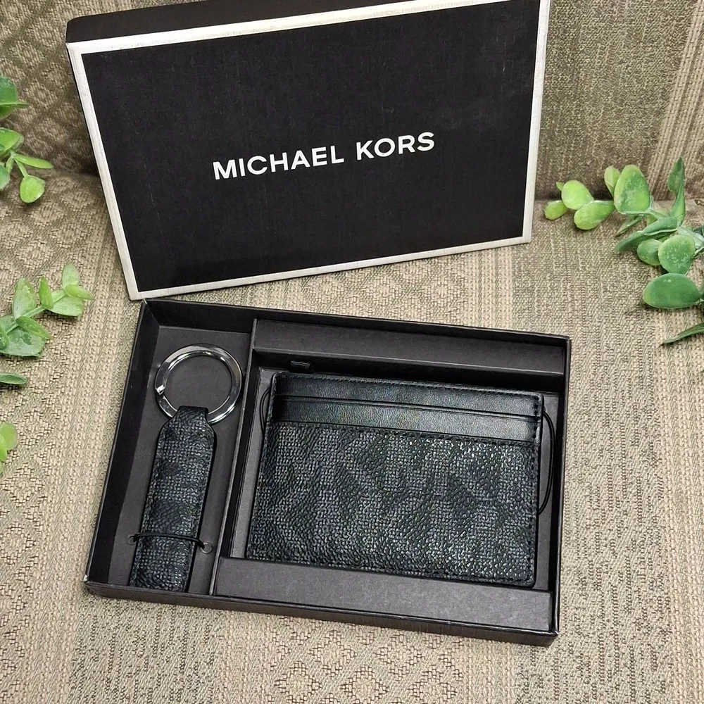 Michael Kors Signature Card Case & Keychain Box Set